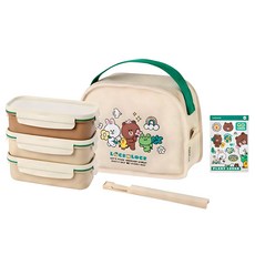 LocknLock 樂扣樂扣 Daily Line Friends 棉質三層便當盒, Ivory, 1個