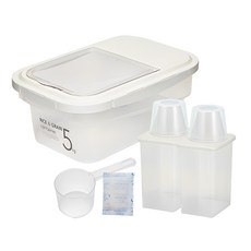 씨밀렉스 라이스키퍼 5kg + 잡곡통 950ml 2개 +제습제 + 계량컵, 투명아이보리, 1세트