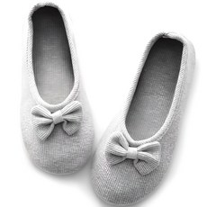 蝴蝶結軟底防滑月子鞋, 灰色, 1組