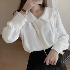 PEONIST 圓領雪紡襯衫上衣