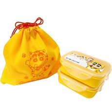 LE BARN 蠟筆小新 2層野餐便當 + 束口袋, 混和色, 1套