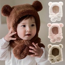 아이엠베베 아동용 이글루 곰돌이 털 모자 보온 머플러