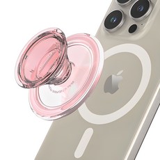 SINJIMORU 磁力強化 M Tippytok MagSafe 智慧支架 透明手機握把支架, 粉紅色, 1個