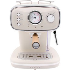 cooing home appliances 2合1頂級義式濃縮咖啡機, 奶油色, ECM-1100CR