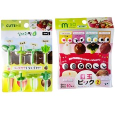 TORUNE 新款眼睛造型籤 10種 + 葉子造型籤 8種 套組, 1套