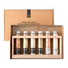 THANKS&NATURE 小瓶裝喜馬拉雅粉紅鹽 6種+木質收納架組, 495g, 1組