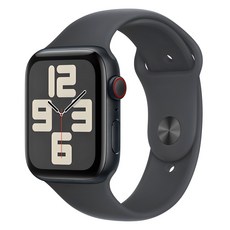 Apple 정품 2024 애플워치 SE 2세대 알루미늄 케이스, 미드나이트 미드나이트 스포츠 밴드 M/L, 44mm, Cellular, 미드나이트 / 미드나이트 스포츠 밴드, M/L