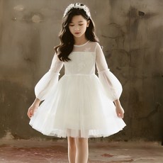 ORANGEDAMOM 女童網紗泡泡袖雪紡洋裝