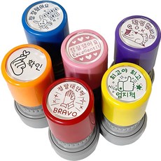 Appleseed 蘋果獎勵印章6件組, 紅色 + 粉紅色 + 藍色 + 黑色 + 綠色 + 紫色, 1組