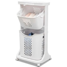 LIVENS 移動式可拆卸雙層洗衣籃, 單色