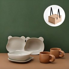 ERATO 氣球泰迪 居家咖啡廳 2人 B套餐 6p, 奶油色 + 棕色, 1套