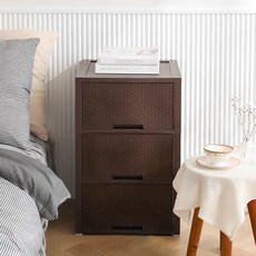 코멧 국내생산 라탄 서랍장, 브라운, 3개