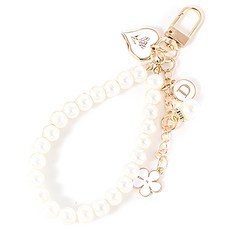 Onenough 珍珠花朵小熊吊飾鑰匙圈配件, 花朵白色, 1個