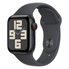 Apple 정품 2024 애플워치 SE 2세대 알루미늄 케이스, 미드나이트 미드나이트 스포츠 밴드 S/M, 40mm, Cellular, 미드나이트 / 미드나이트 스포츠 밴드, S/M