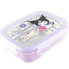 산리오 밀폐 사각 스텐 1단 도시락, 쿠로미, 1개