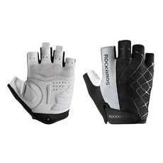 ROCKBROS 蜘蛛騎行半手套雙手套組, 灰色(半指款), 1雙