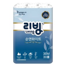 Living SOFT TISSUE 純與白 3層 天然紙漿 高級捲筒衛生紙, 30m, 1個, 30捲