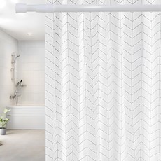 防水浴簾+浴簾桿 6號, 人字形款, 1組