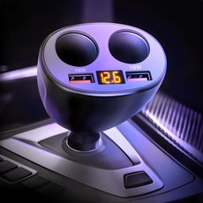 Home Planet 車用4孔多功能插座點菸器快速充電器 126W, CC90W, 黑色