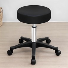 comet 家用可調式高度皮革圓形旋轉輔助滑輪椅, 黑色