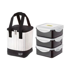 Chef's Ware YAM 方形三層便當盒, 混合顏色, 1個