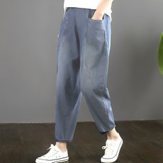 Murielle 女款日常寬鬆版型鬆緊帶牛仔牛仔褲