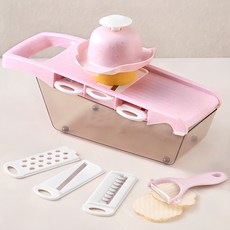 多功能刨絲器6件組, 粉色, 1組