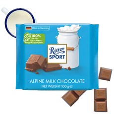 Ritter Sport Alpine牛奶巧克力, 100g, 1包