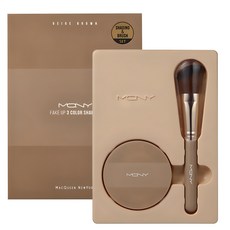 MACQUEEN NEWYORK Fake Up三色修容餅 9g+修容刷組, Beige Brown(修容餅), 1組