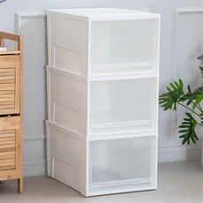 코멧 국내생산 폭 넓은 클리어 시스템 수납 서랍, 3개