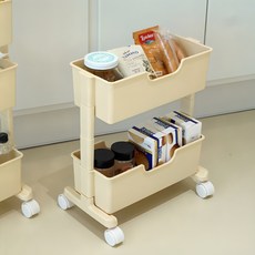 BONOHOUSE 縫隙 Roman 收納窄版2層手推車, 奶油色, 1個