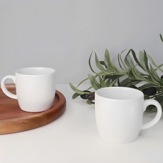 HappyJung Mont Blanco 綜合馬克咖啡杯 200ml, 2個, 白色