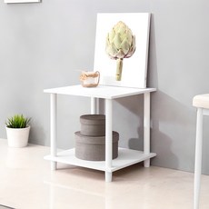 NOA FURNITURE 方塊雙層床頭櫃, 白色