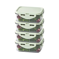 락앤락 비스프리 퓨어 밀폐용기 라이트그린 직사각, 4개, 350ml