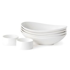CCLIME 乳白色餐碗, 1個, 橢圓義大利麵碗 4p + 焗烤碗 2p, 奶油白