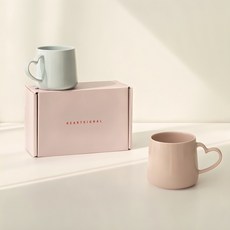 ssueim 心形握把素色馬克杯 2款組, Kissing Rose+Hug Blue, 1組