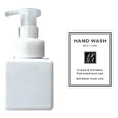 아루아 욕실 주방 사각 거품펌프 디스펜서 + 핸드워시 스티커 세트, 1세트, 화이트(디스펜서)