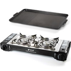 Kitchen-Art 便攜式雙口瓦斯爐 + 烤盤組, 1套, 混合色