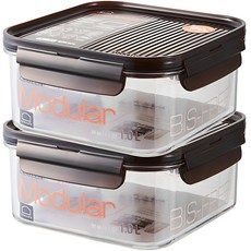 락앤락 모듈러 밀폐용기 정사각, 2개, 1L