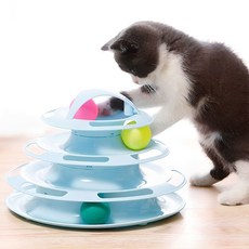BALADANG 4層軌道球貓咪玩具, 藍色, 1個