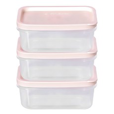 씨밀렉스 납작한 냉장고 소분용기 핑크 260ml, 3개, 1세트