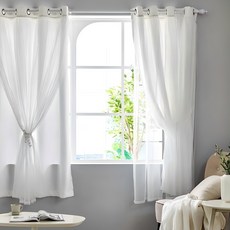 Modern House ONmari 雙層蕾絲遮光窗簾 窗戶型 2件組, 白色