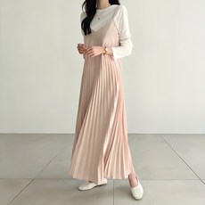 Pippin 女款百褶細肩帶連身裙 38455, 米色