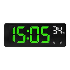 Nexone 簡約數位LED溫度鬧鐘桌鐘, 綠色