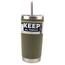 KEEP CAMPING 大容量不鏽鋼吸管保溫杯, 卡其色, 600ml, 1個