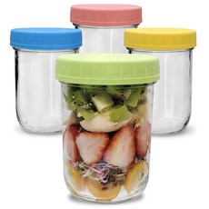 미르코리아 샐러드 밀프랩 유리병 4종 세트 컬러캡 젤리, 480ml, 1개