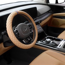 ruzen 壓花皮革打孔圓形方向盤套, 鞍棕色