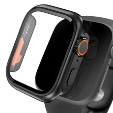 iMall Apple Watch 相容於 Ultra ST 9H 強化玻璃全覆蓋框架錶殼 44 毫米, 黑色