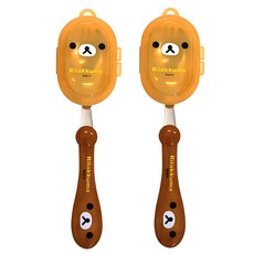 鬆弛熊臉型舒適勺, 混色, 叉匙+湯匙蓋, 2組