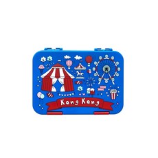 kong kong 迷你圖案單層便當盒, 藍色, 1個